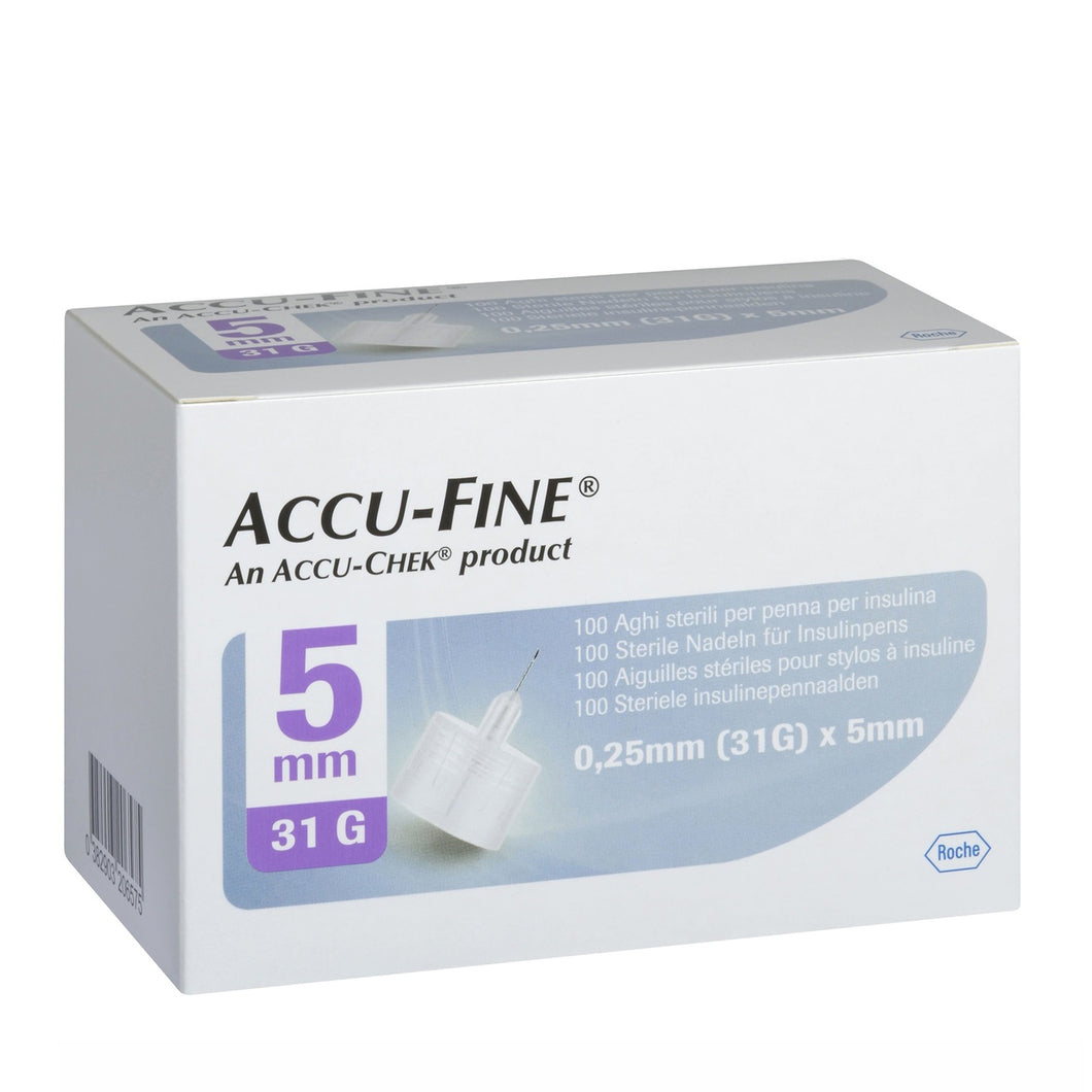 ACCU-FINE 5mm ( 100 Sterile Needles ) | أكيو فاين - إبر أنسولين  5 ملم ( 100 إبرة )