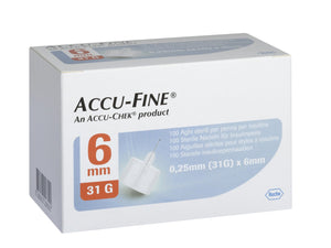 ACCU-FINE 6 mm ( 100 Sterile Needles ) | أكيو فاين - إبر أنسولين  6 ملم ( 100 إبرة )