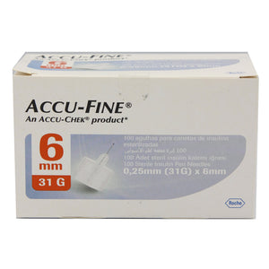 ACCU-FINE 6 mm ( 100 Sterile Needles ) | أكيو فاين - إبر أنسولين  6 ملم ( 100 إبرة )